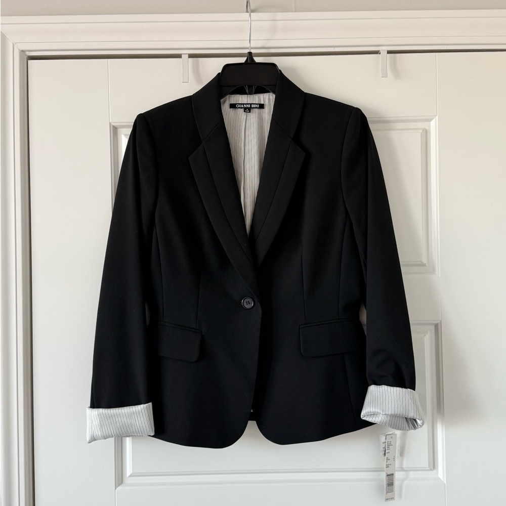 Gianni Bini Black Blazer with Striped Lining